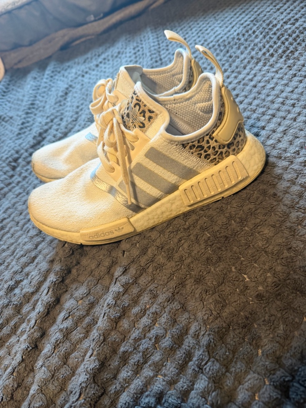 adidas Womens NMD R1 Cream Leopard Accent Sneakers